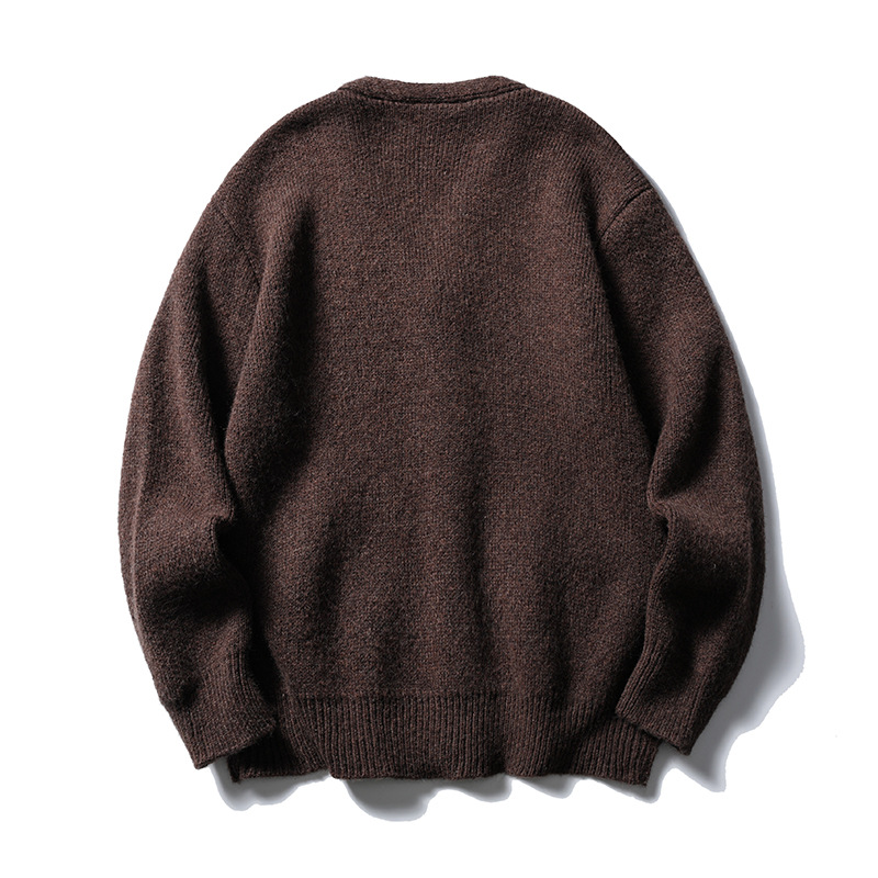 Japanese Workwear Jacquard Oversized Long Sleeve Knit