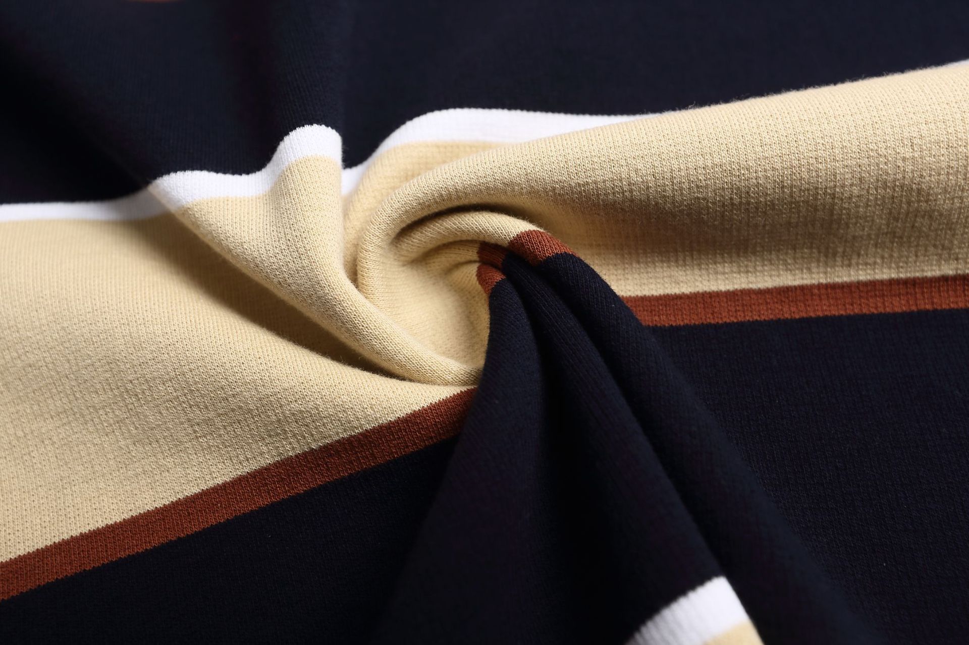 Cotton Stripe Long Sleeve Button Placket Sweater