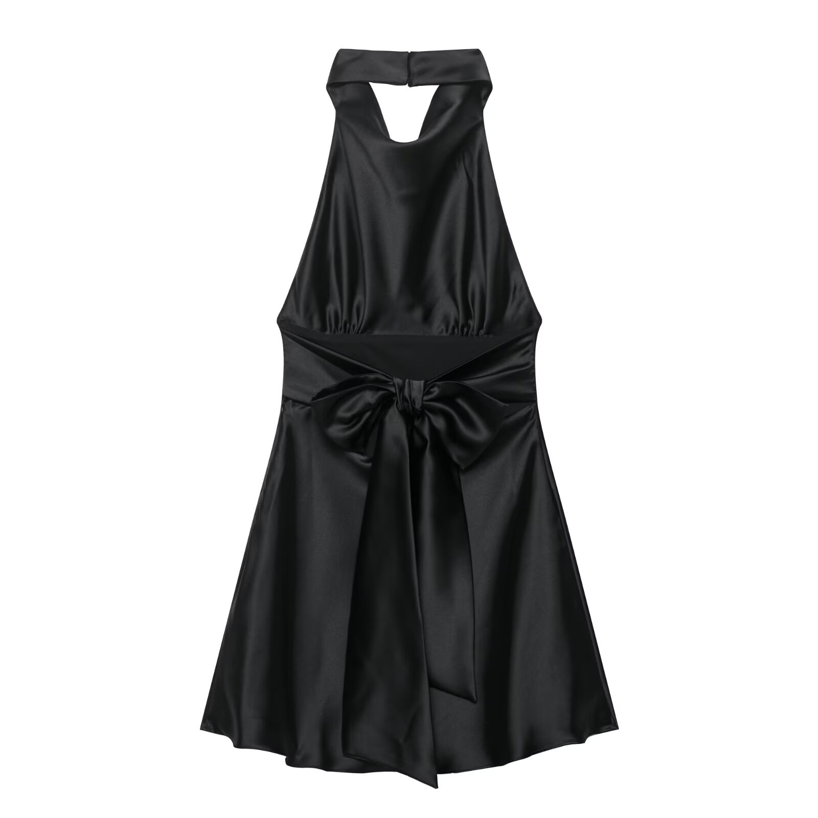Sleek Open Back Crossover Drawstring Dress