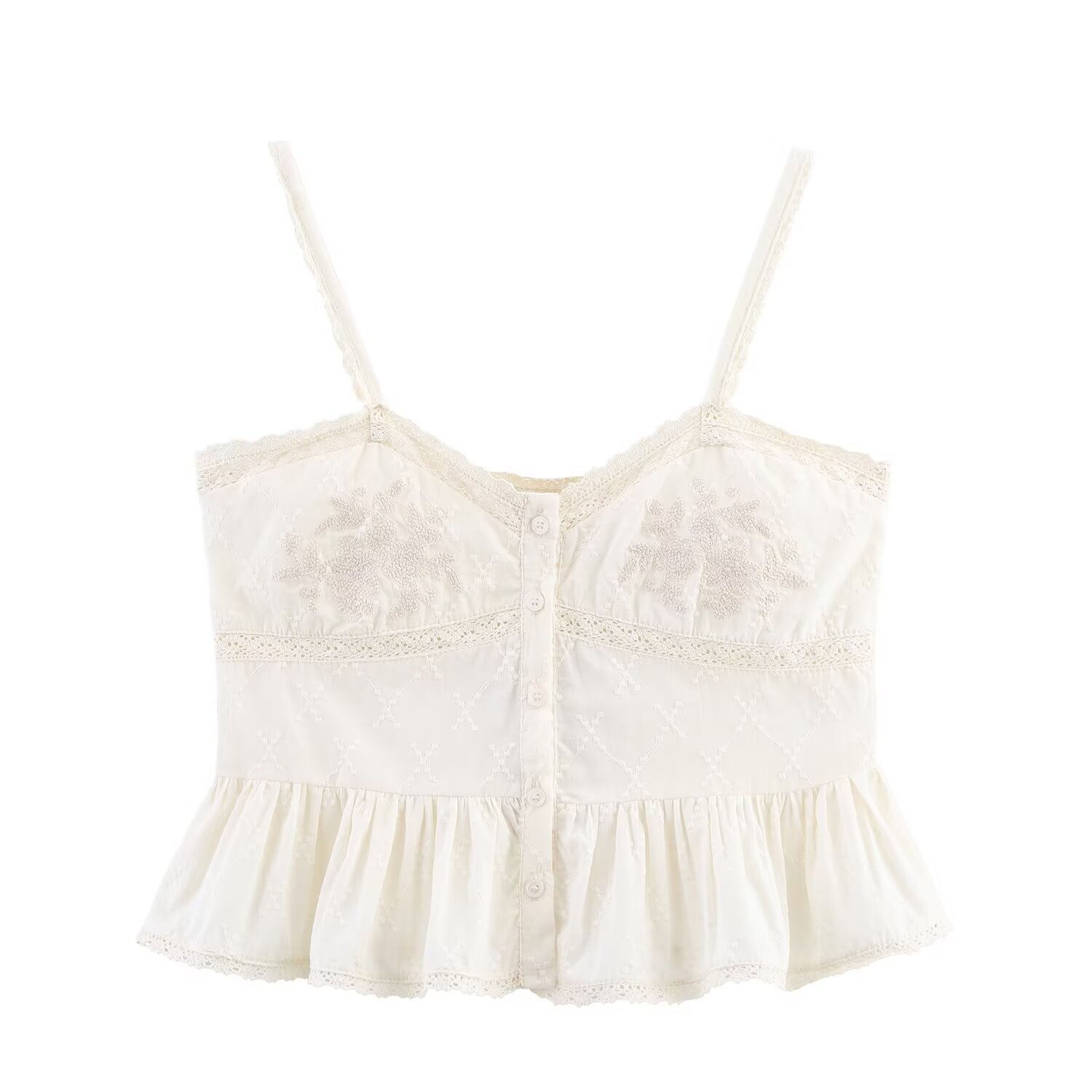 Strapless collar embroidered lace camisole top for women