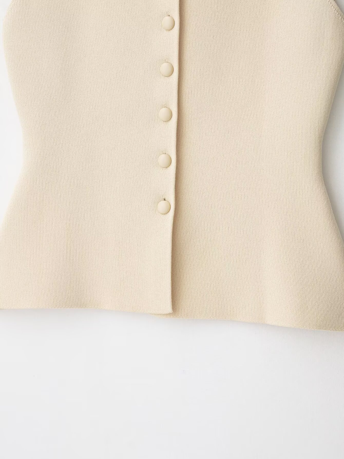 Slim Fit Polyester Ribbed Hem Button-Front Tank Sweater