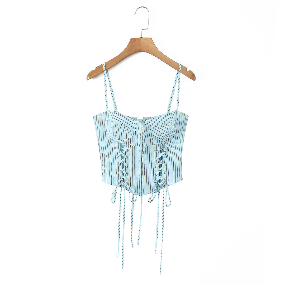 Blue striped chest wrapped small camisole vest