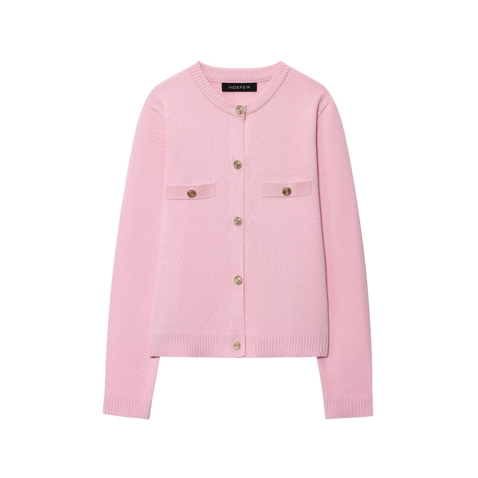 Ladies Crew Button-Front Quad-Tone Sweater