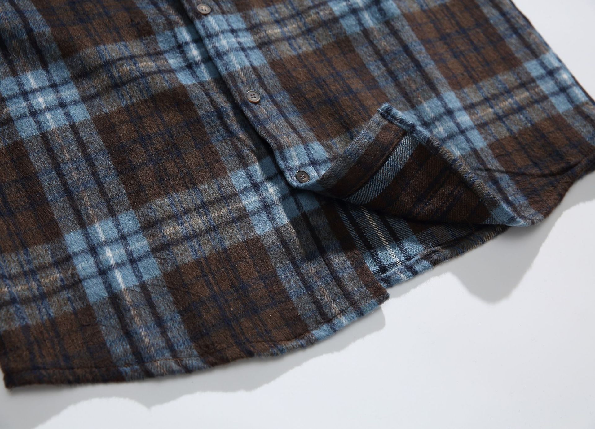 Oversized Two-Tone Checkered Polyester Appliqué Shirt