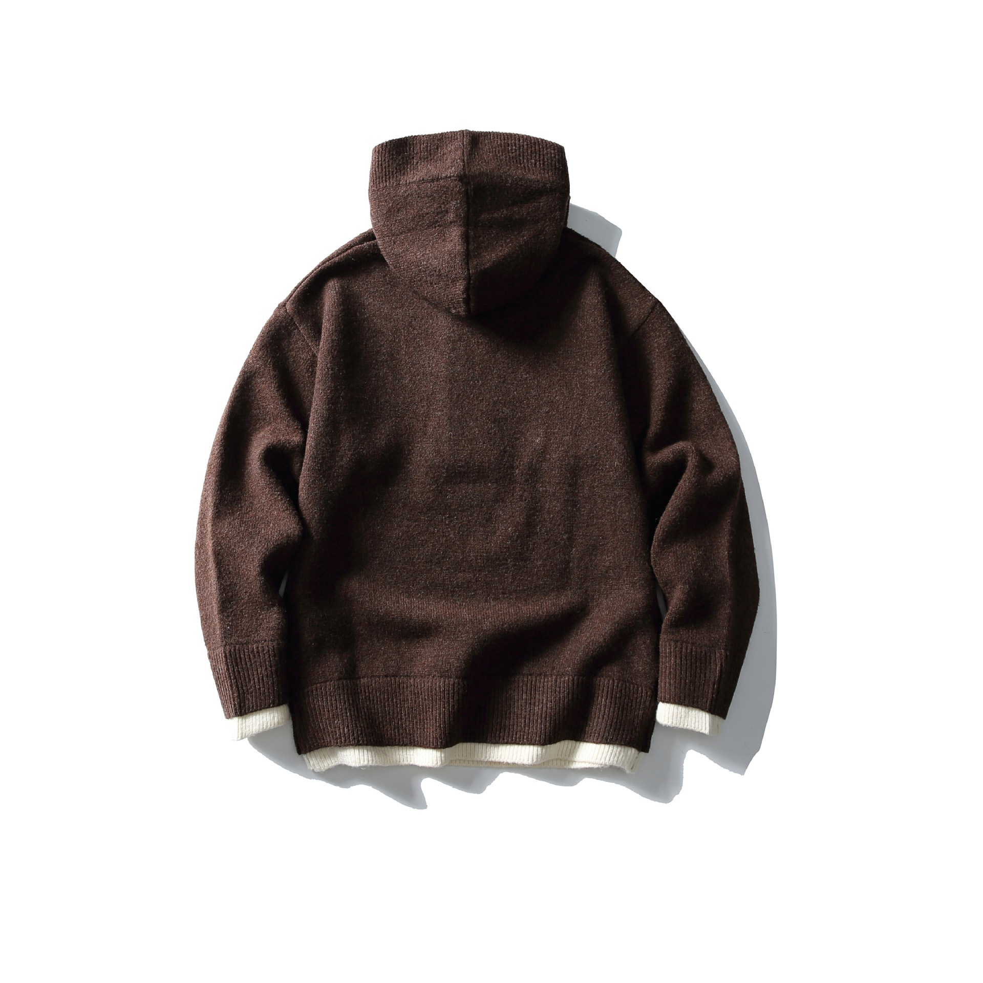 Premium Faux Layered Partial Zip Hood Sweater