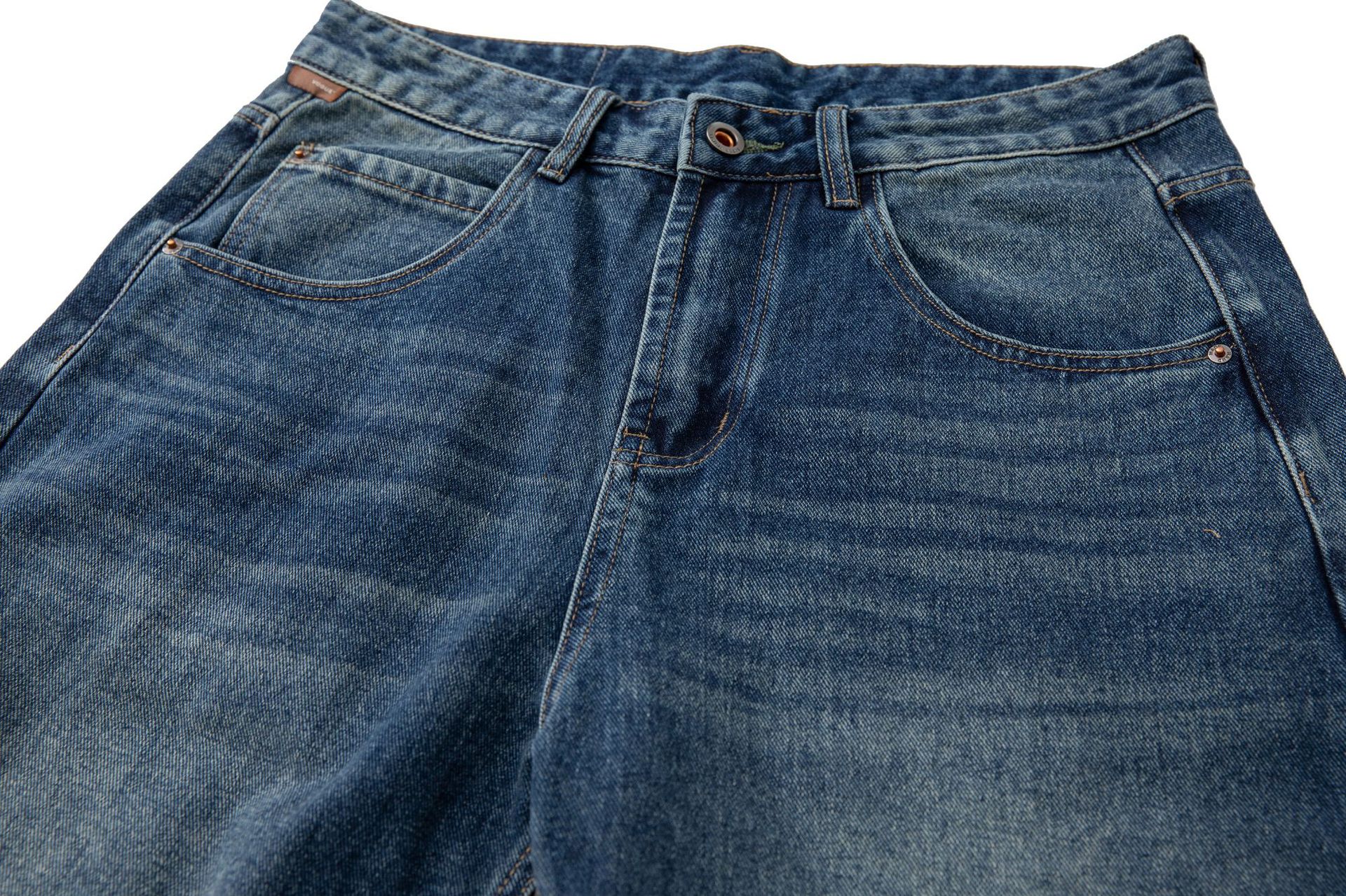 Denim Pants Men's Loose Cuff Tapered Jeans with Catwhisker Wash Casual Long Pants