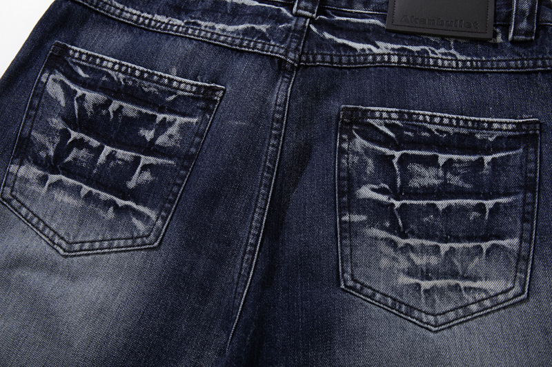 Retro Washed Lightning Pattern Men's Long Pants, INS Autumn Trendy Streetwear, Cool and Versatile Slightly Flared Jeans