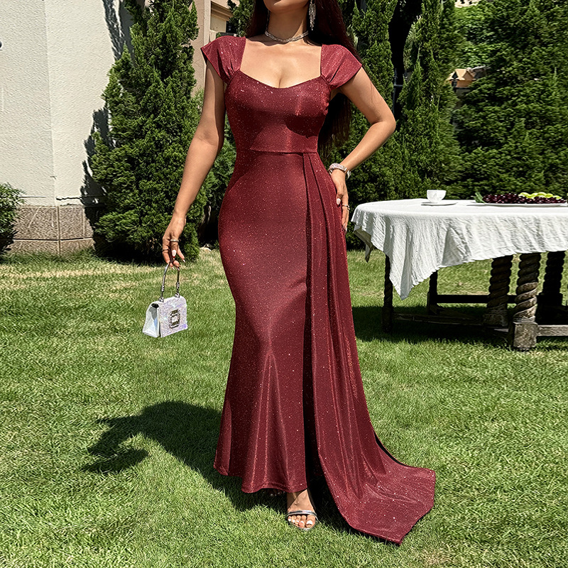 High Waist Square Neck Bodycon Maxi Dress