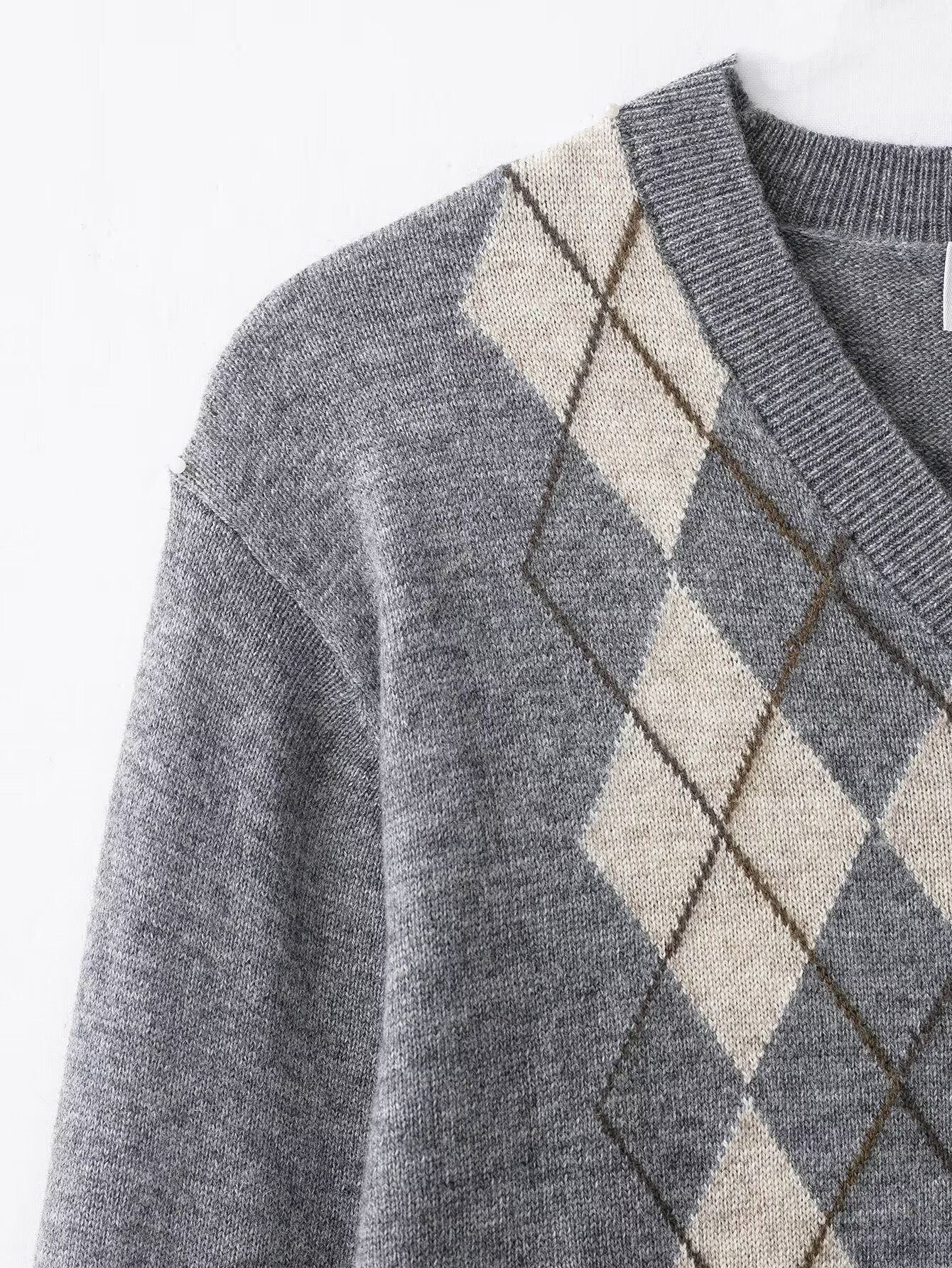 Regular Fit Geometric Knit Long Sleeve Cardigan