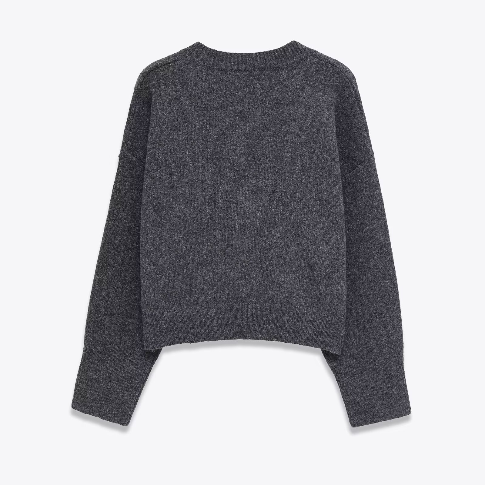 Plain Polyester Plunge Long Sleeve Sweater