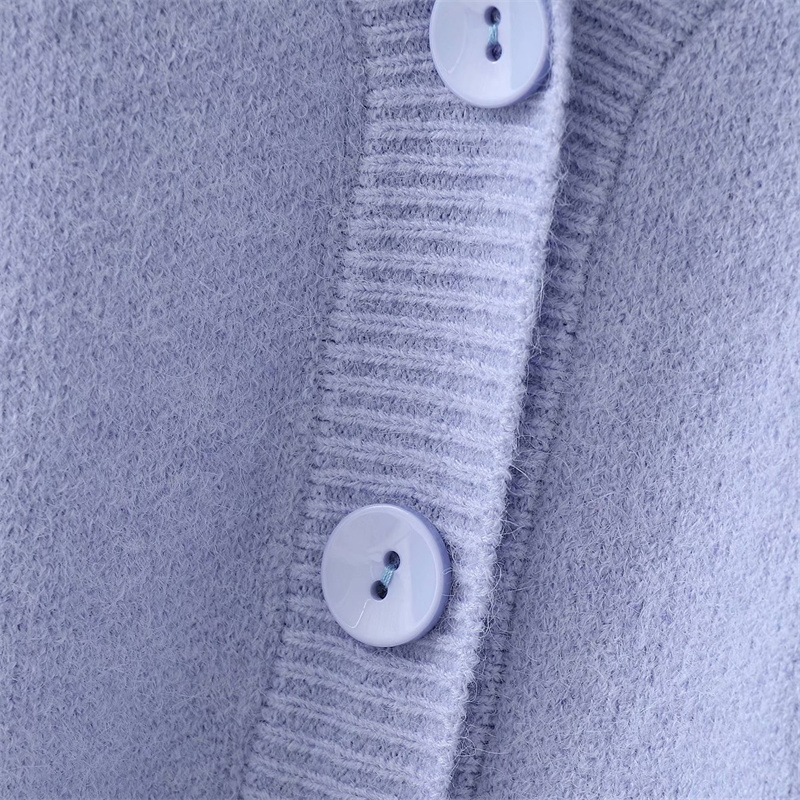 Women Single Breasted V Neck Knitwear Ladies Loose Vintage Sweater