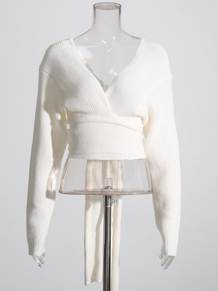Ladies Open Back Knit Pullover Sweater