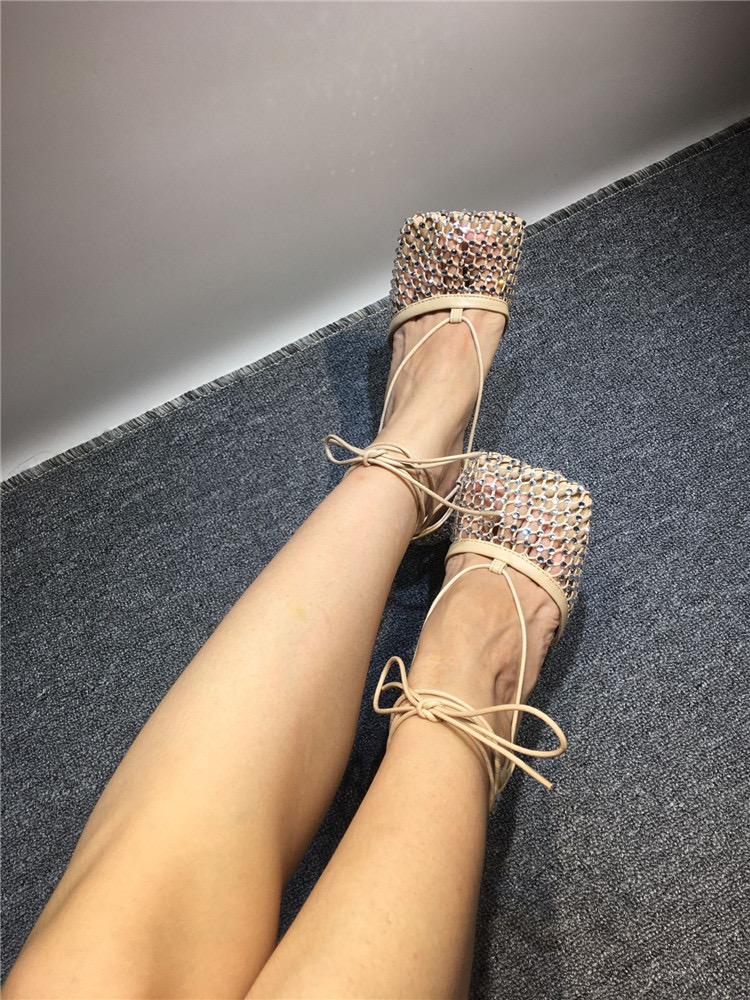 Processing Time:7-15 days after placing orders Women's Summer Fashion Sexy Hollow Out Water Diamond Mesh Bread Head Sandals European and American High Heel Show Shoesdals