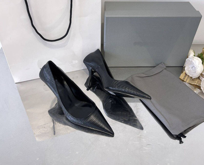 Office Ladies High Heels Genuine Leather High End Brand New Shoes Female Sexy Pointy toe Basic Pumps Shoes Women