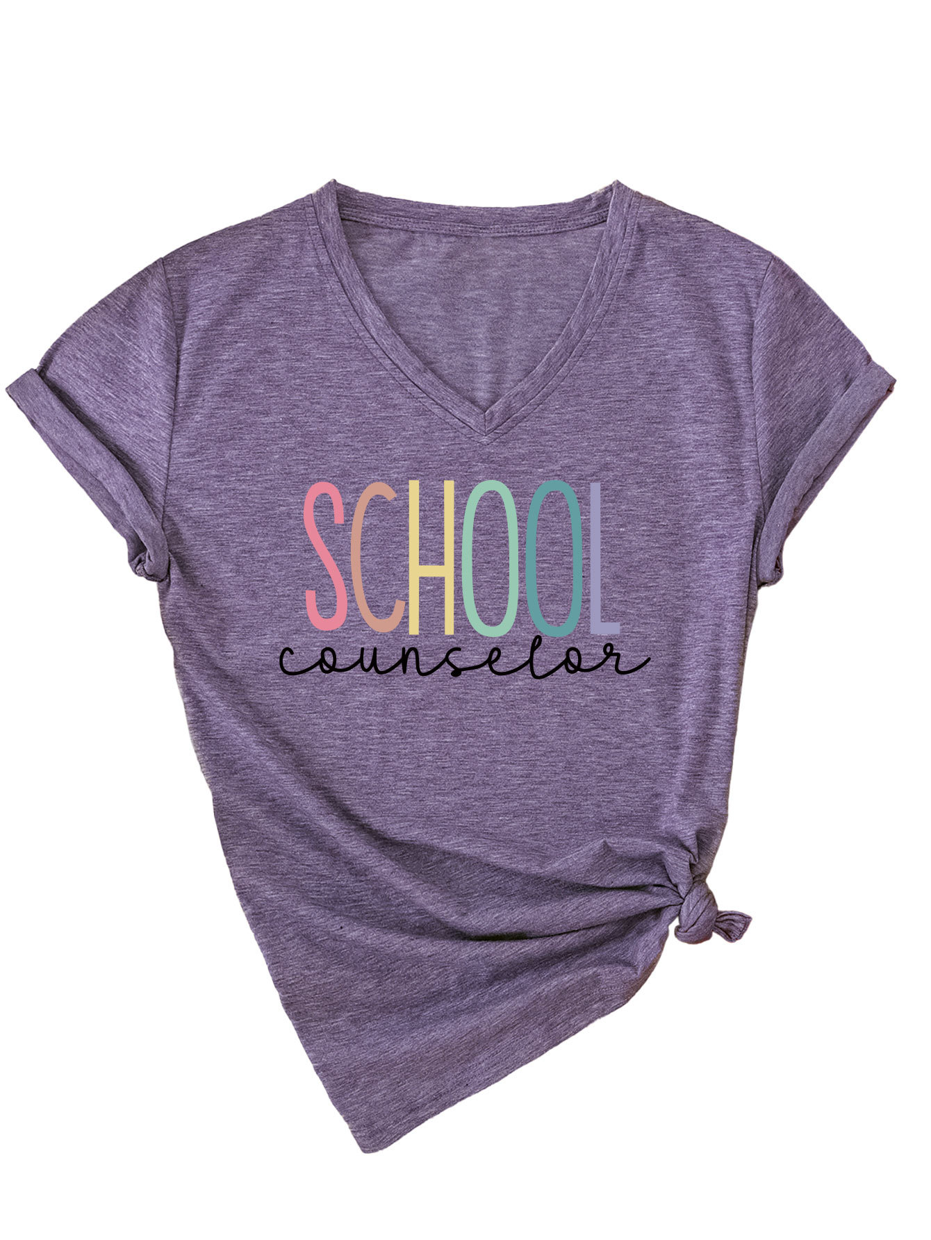 Ladies V-Neck Geometric Print Tee