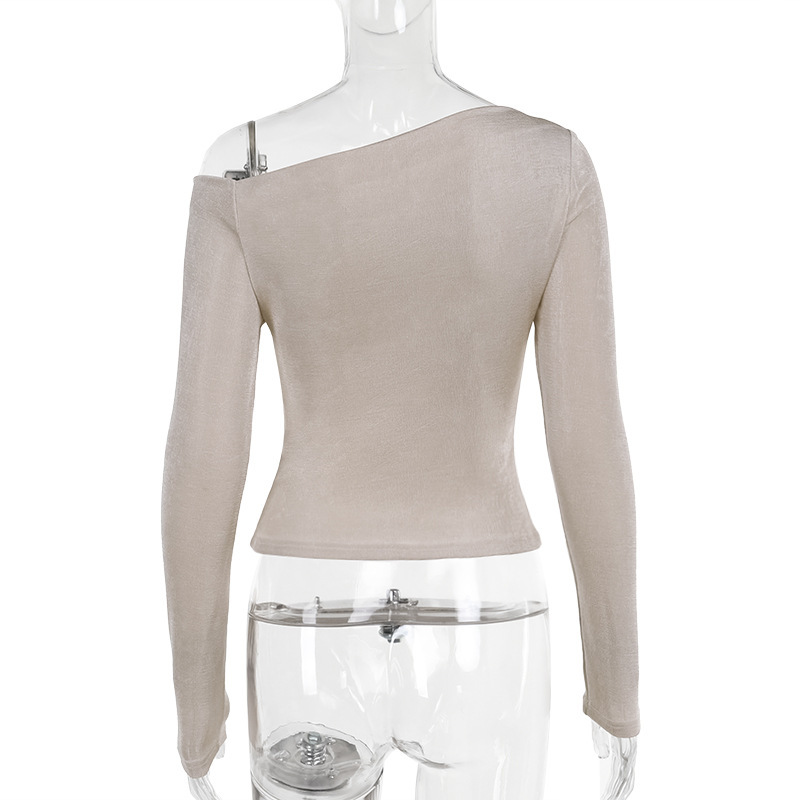 Ladies Slim Fit Solid Asymmetric Full-Length Sleeve Top