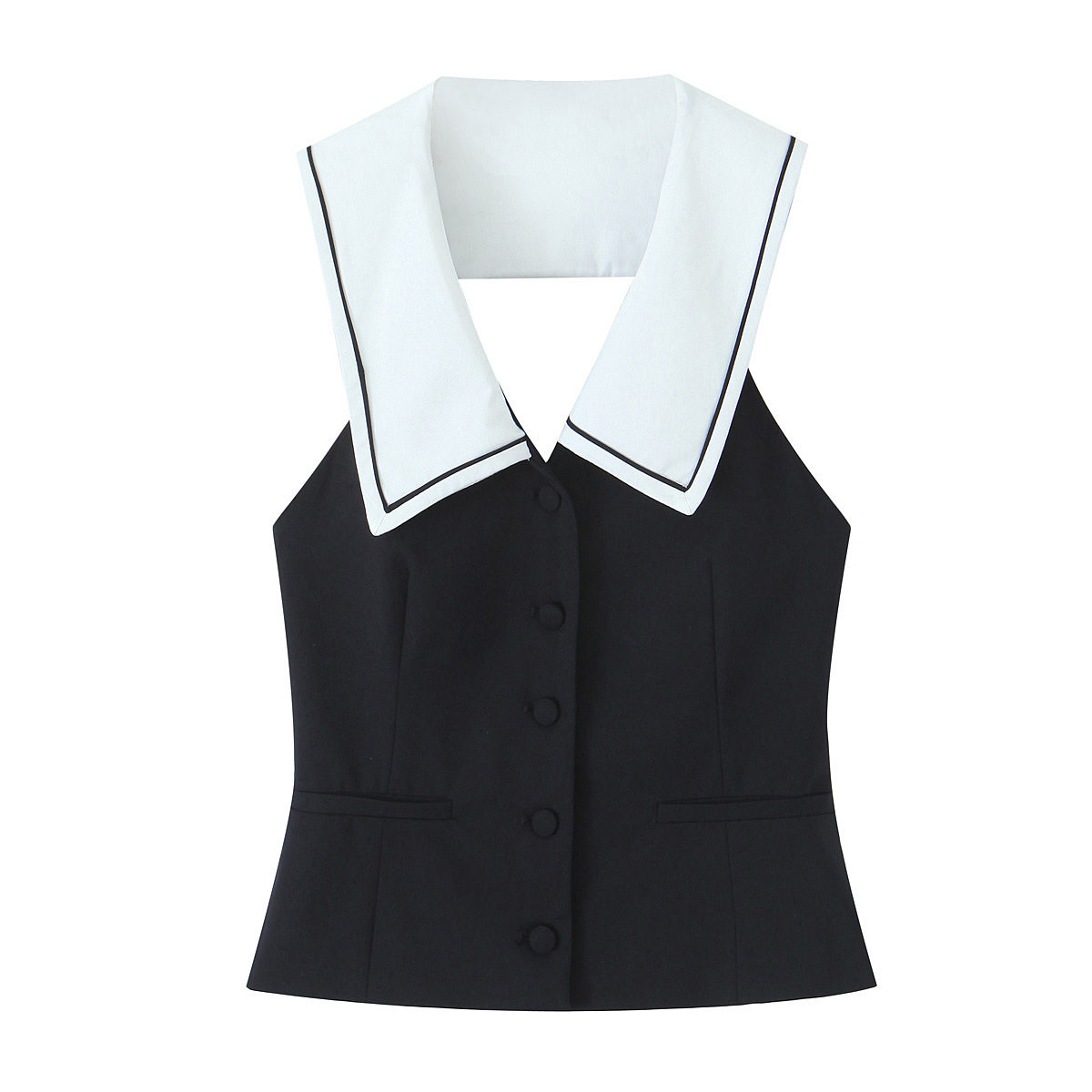 Women's Open Back Contrast Hem Sleeve Free Tee