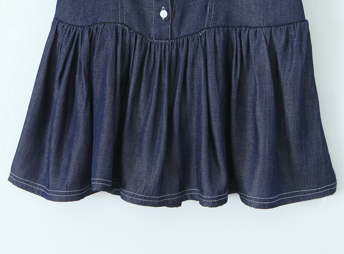 Square Neck Single Breasted Denim Dress