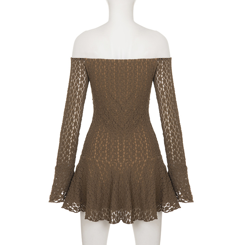 Half Open Collar Cutout Lacy Mini
