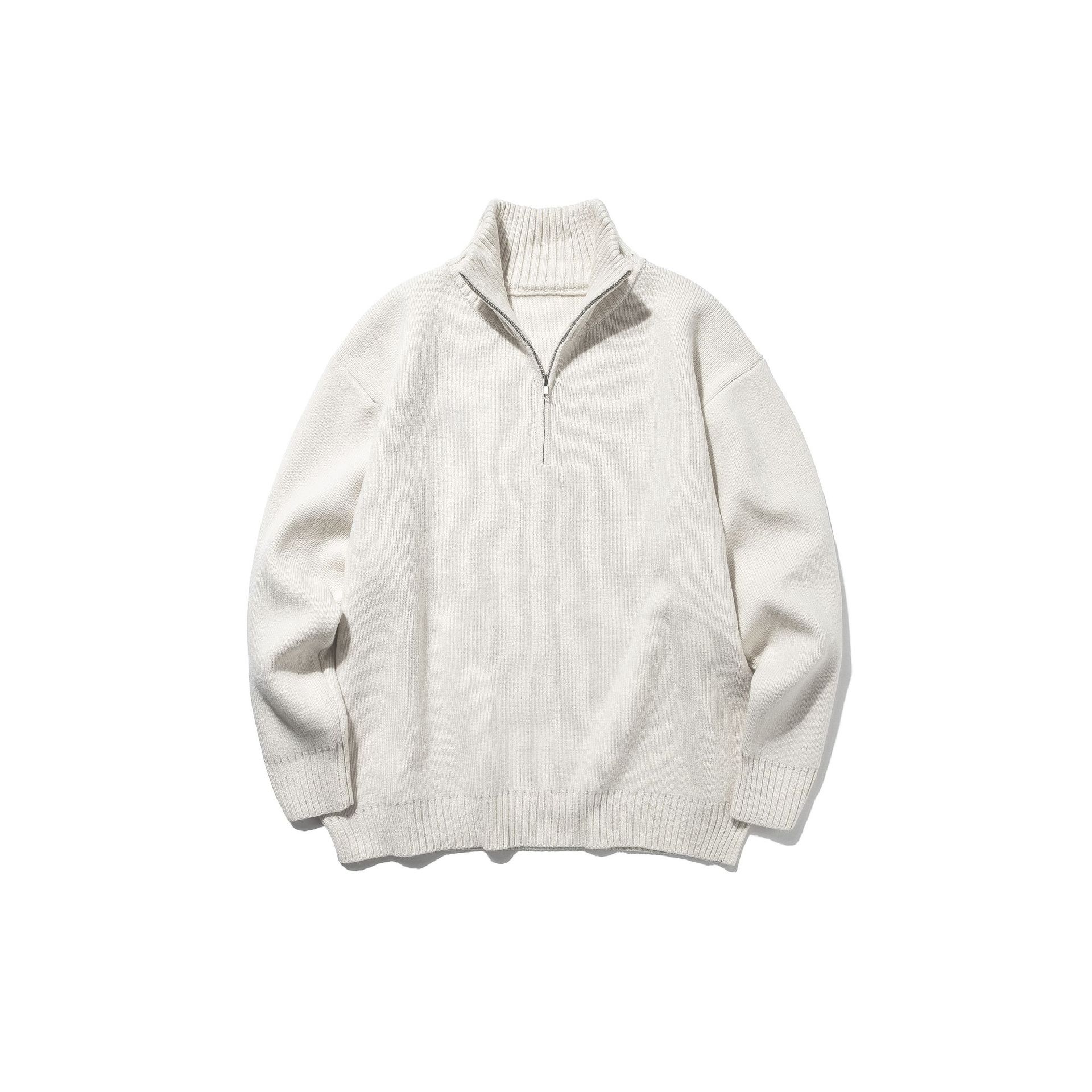 Plain Stand Collar Sweater Japanese Minimalist