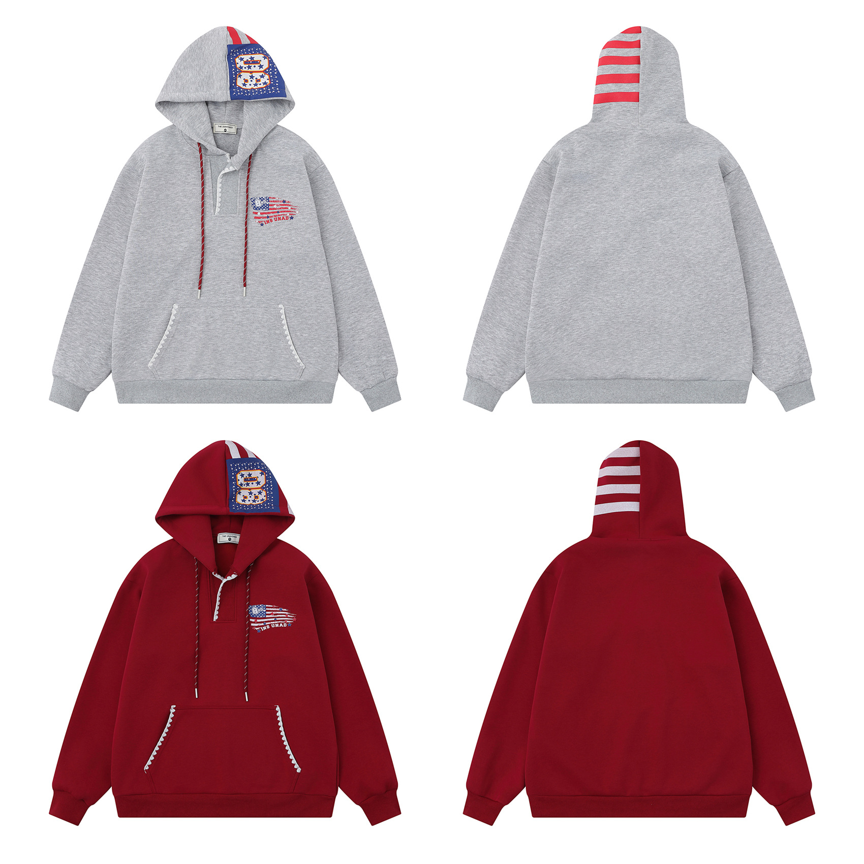 Unisex American Retro Alphabet Cotton Hoodie