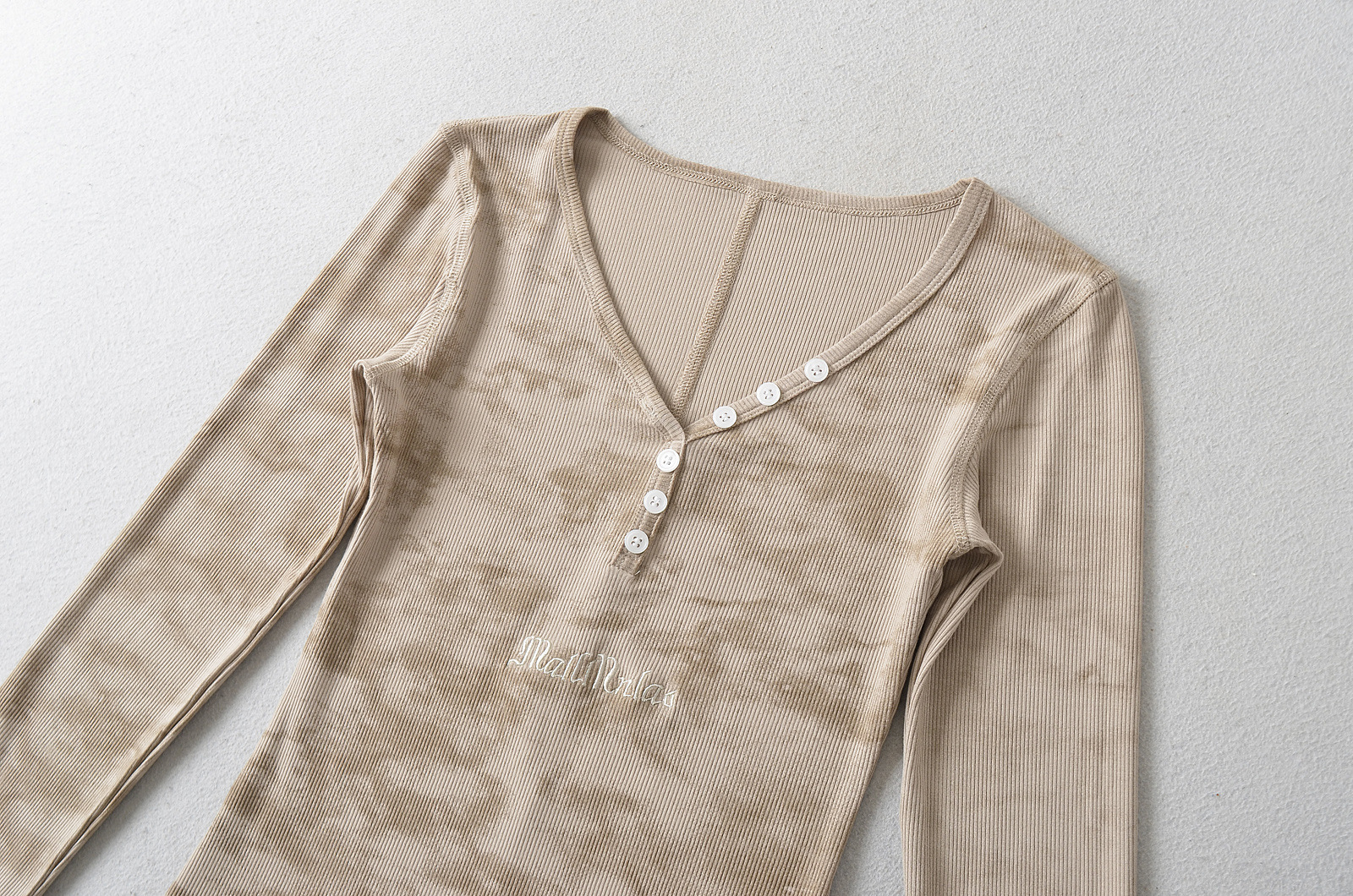 Marbled Plunge Full Arm Spandex Tee