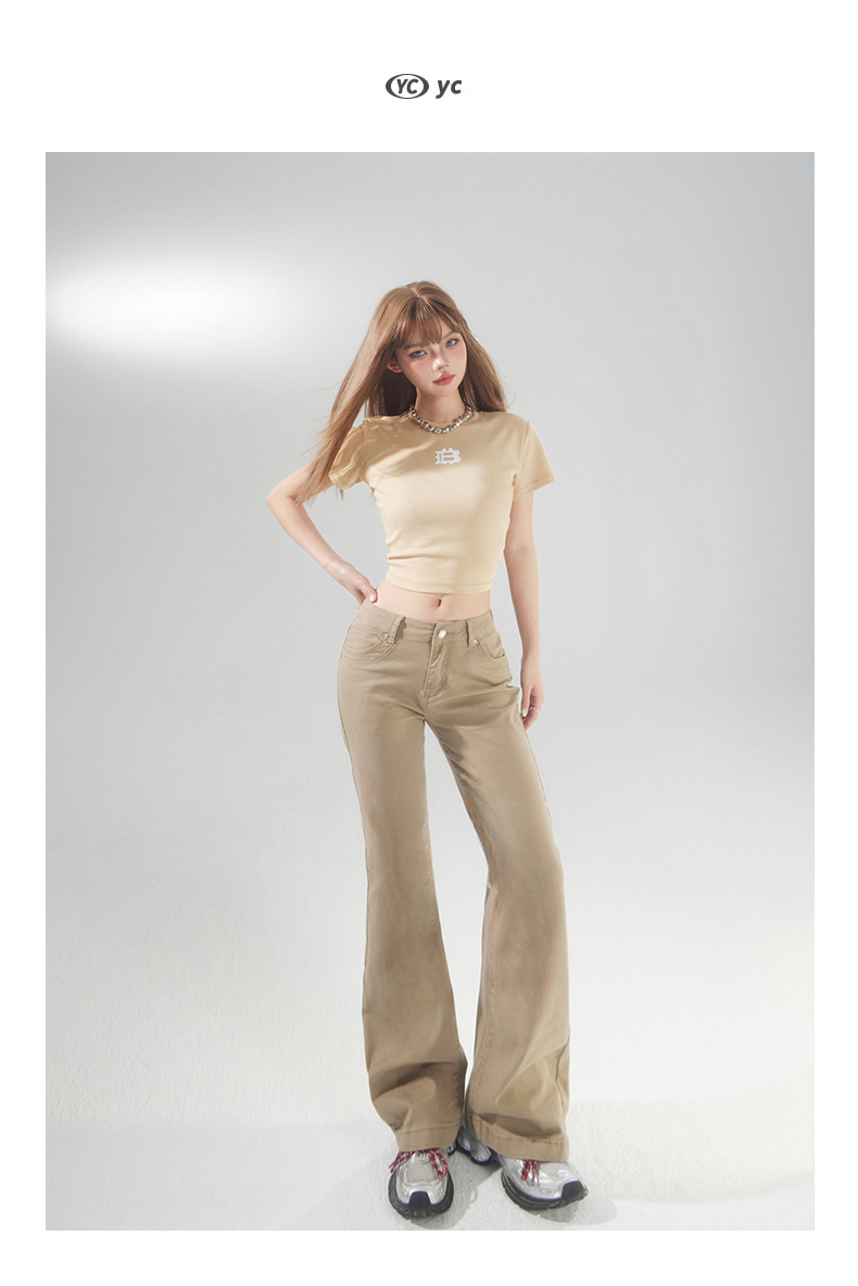 Women's Fitted Flare Jeans Low Waist Spicy Girl Skinny Slim Fit Versatile Hoof Pants