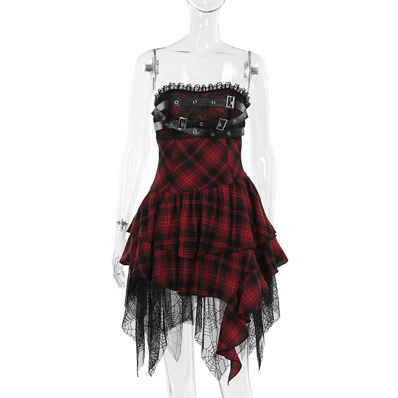 Sexy One Shoulder High Waist Color Block Dress