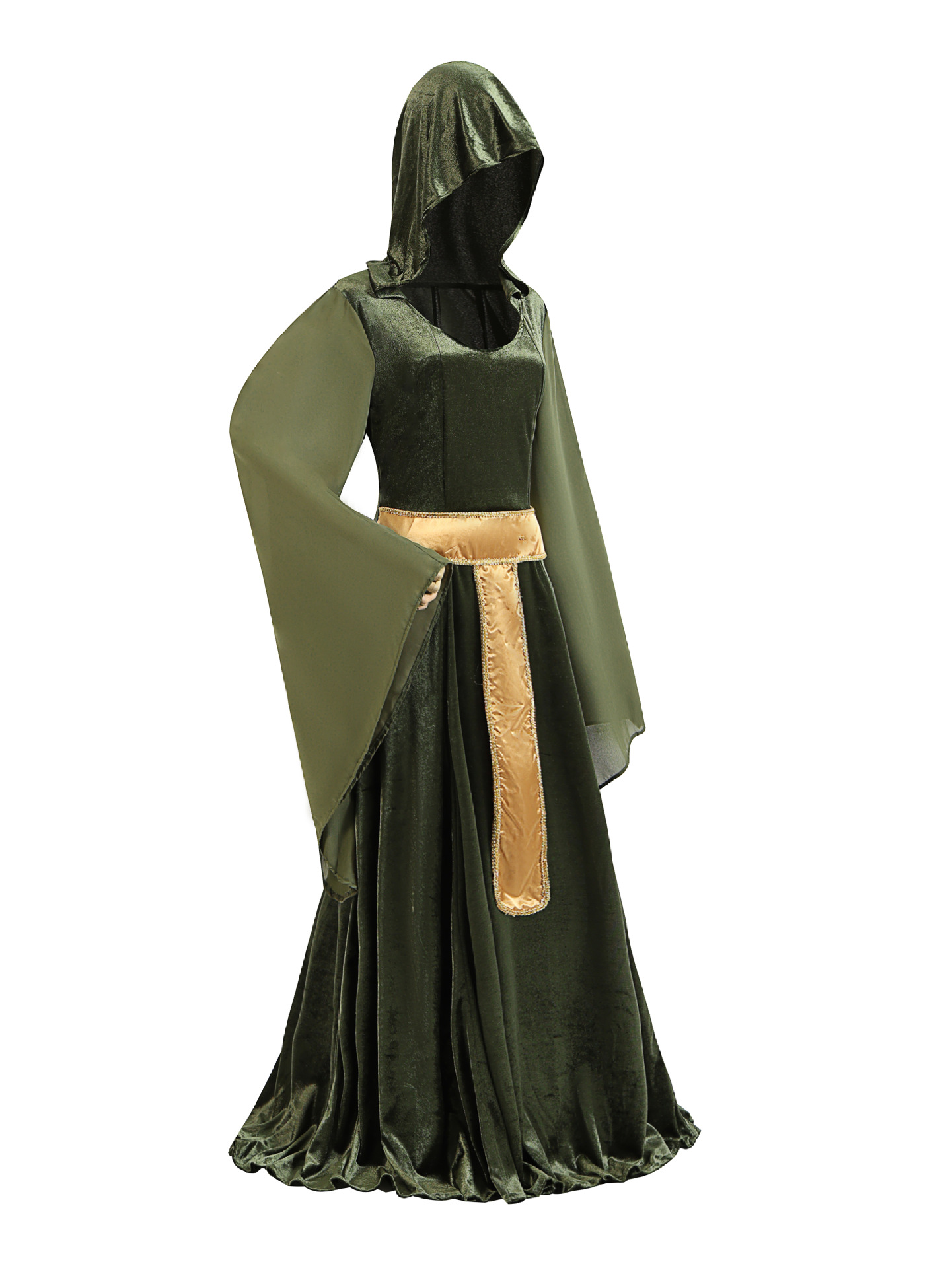 Women's Hood Maxi Retro Themed Event Dress