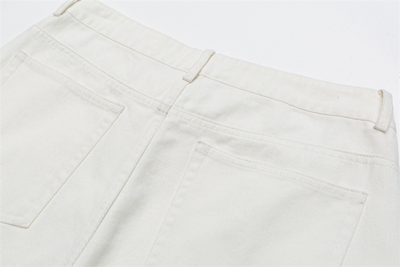 Solid Color Straight Leg Regular Waist Button Casual Regular Fit