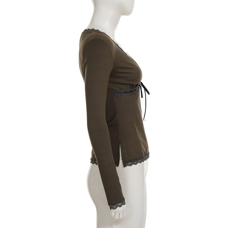 Brushed Milk Silk Cinched Plunging Top