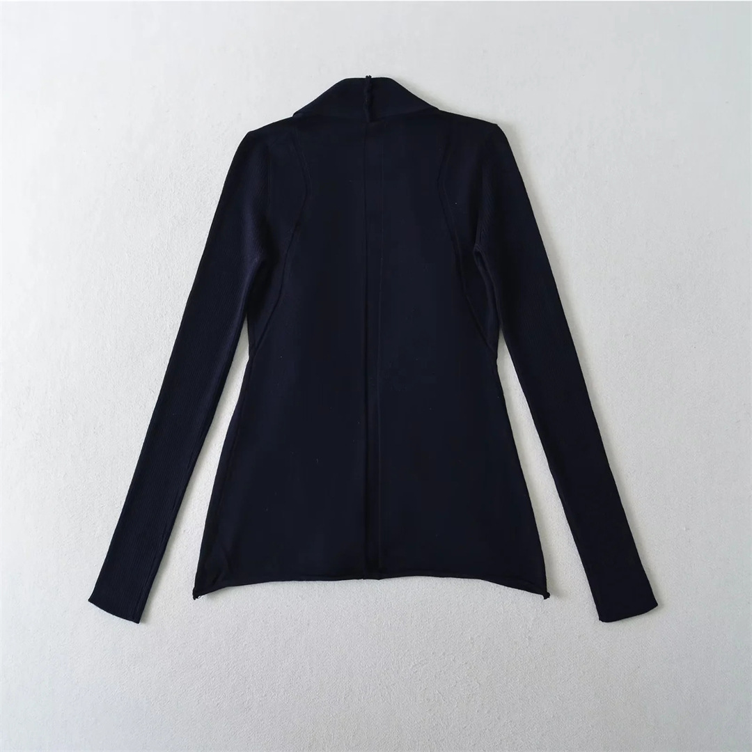 Ladies Plain Knit Irregular Silhouette Cardigan