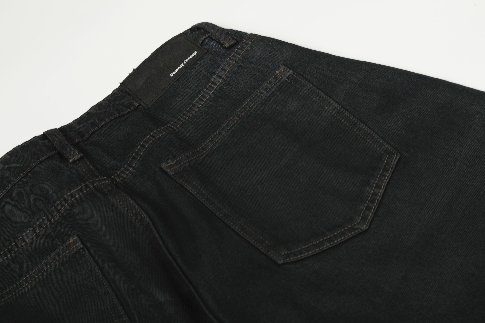 Street Retro High-End Waxed Black Craft Design Unisex Loose Dagger Cut Jeans
