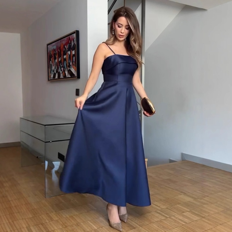 Satin suspender evening dress fashion dress