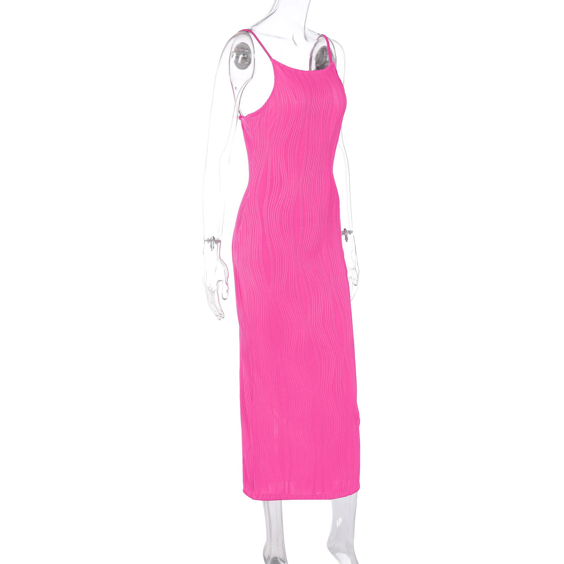 Open Back Sleeveless Collarless Polyester Mid Waist Dress