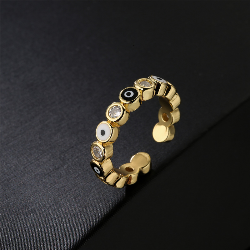 Turkish Zircon Evil Eye Rings For Women Open Adjustbale Gold Plated Stainless Steel Ring Couple Rings Wedding Jewelry Bague