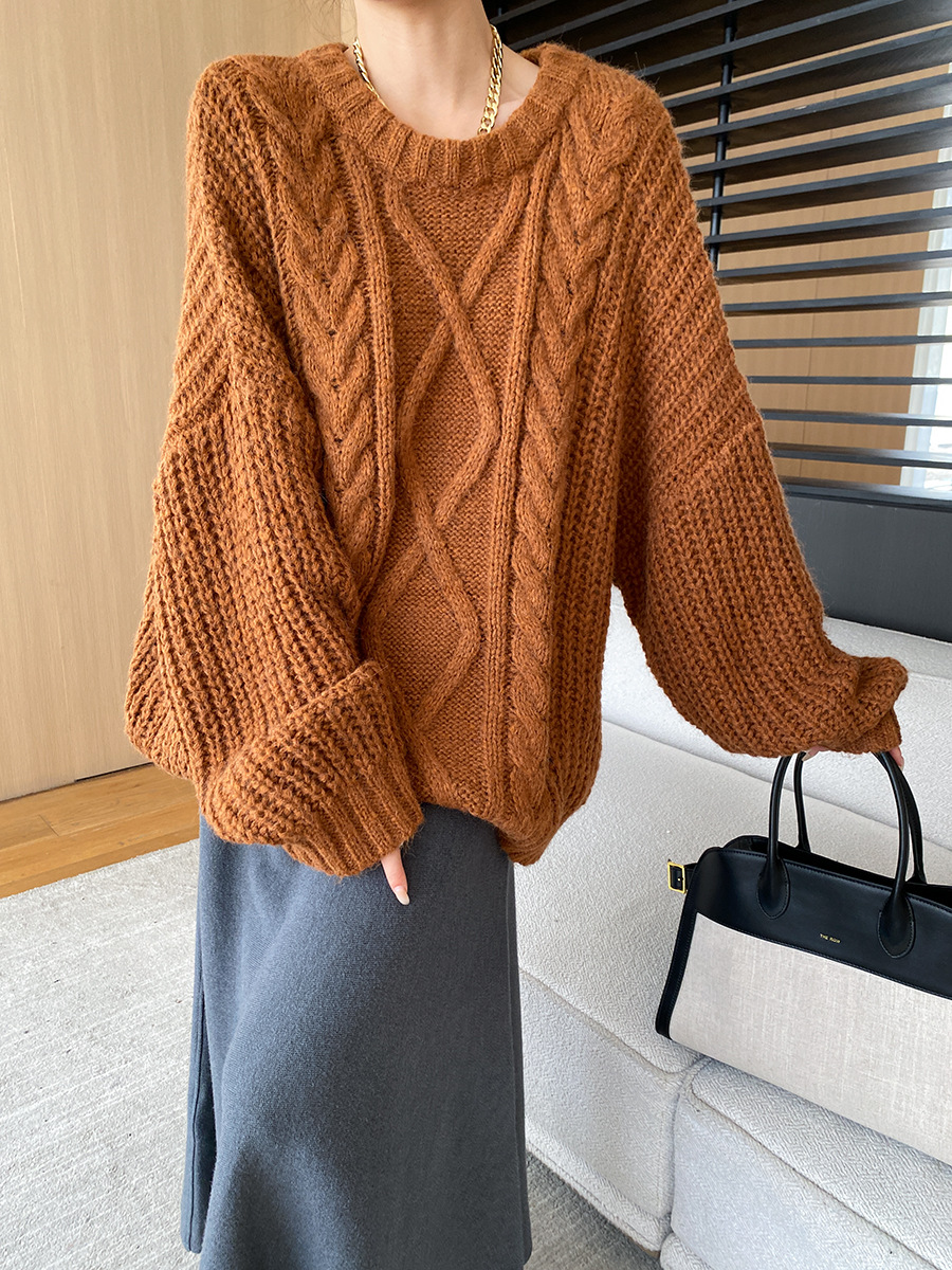 Relaxed Fit Solid Long Sleeve Sweater