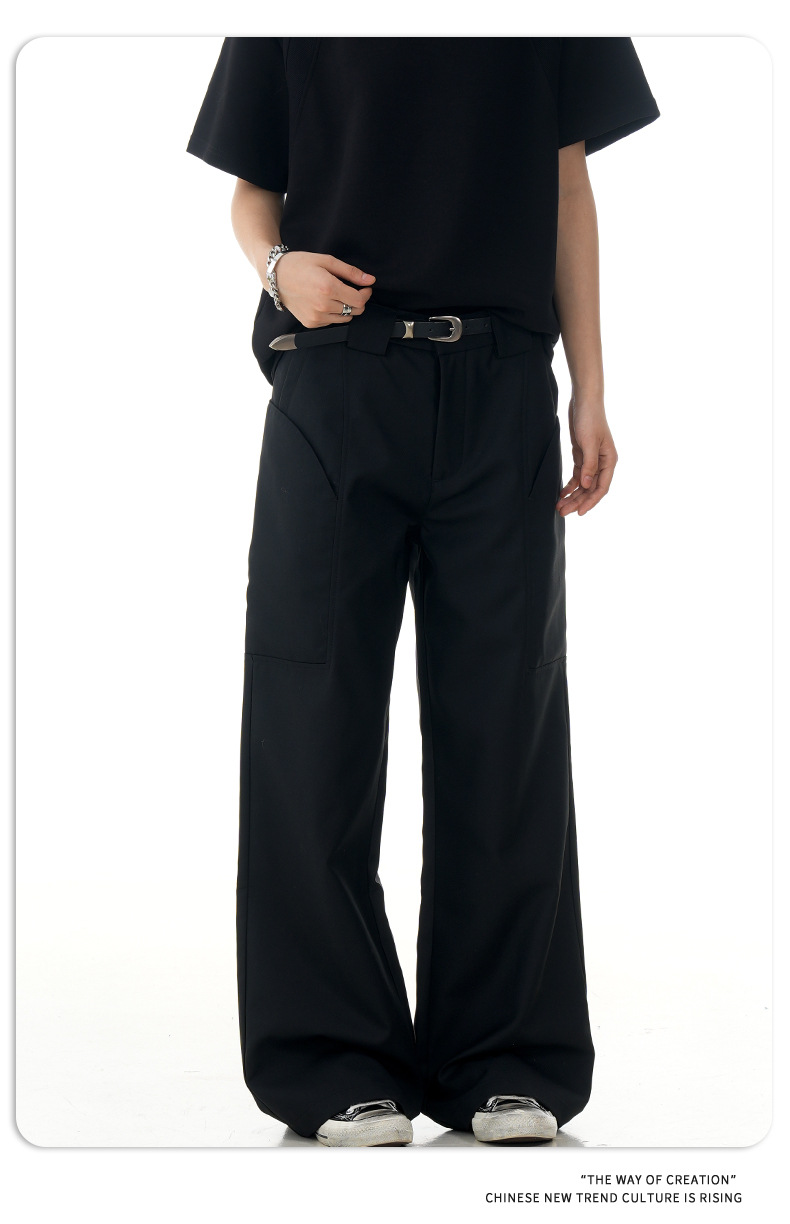 Loose Straight Trousers for Men and Women Simple Blended Commuting Slim Fit Casual Long Pants