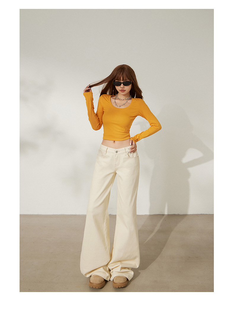 Women's Loose Flare Trousers Elastic Slimming Slight Flare Denim Pants for Women