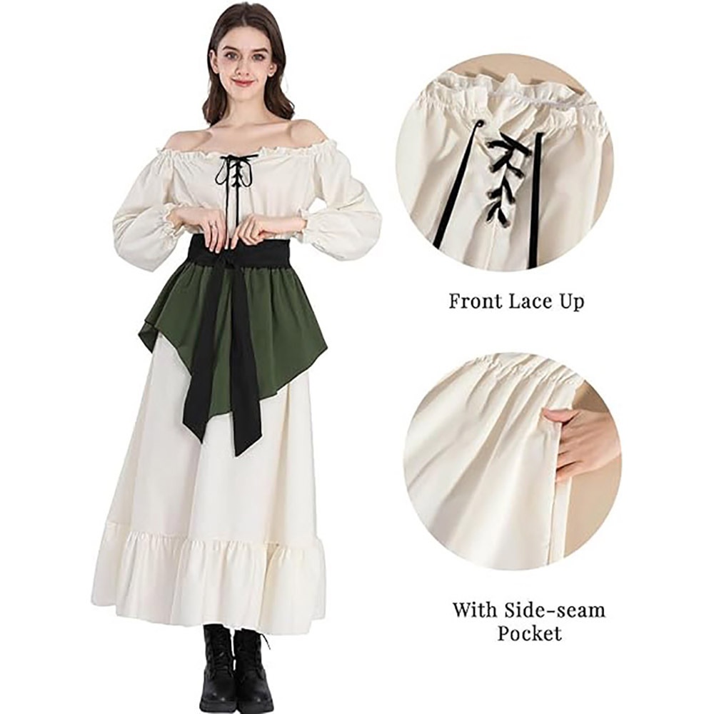 Renaissance Victoria off shoulder lace up dress two-piece formal dress