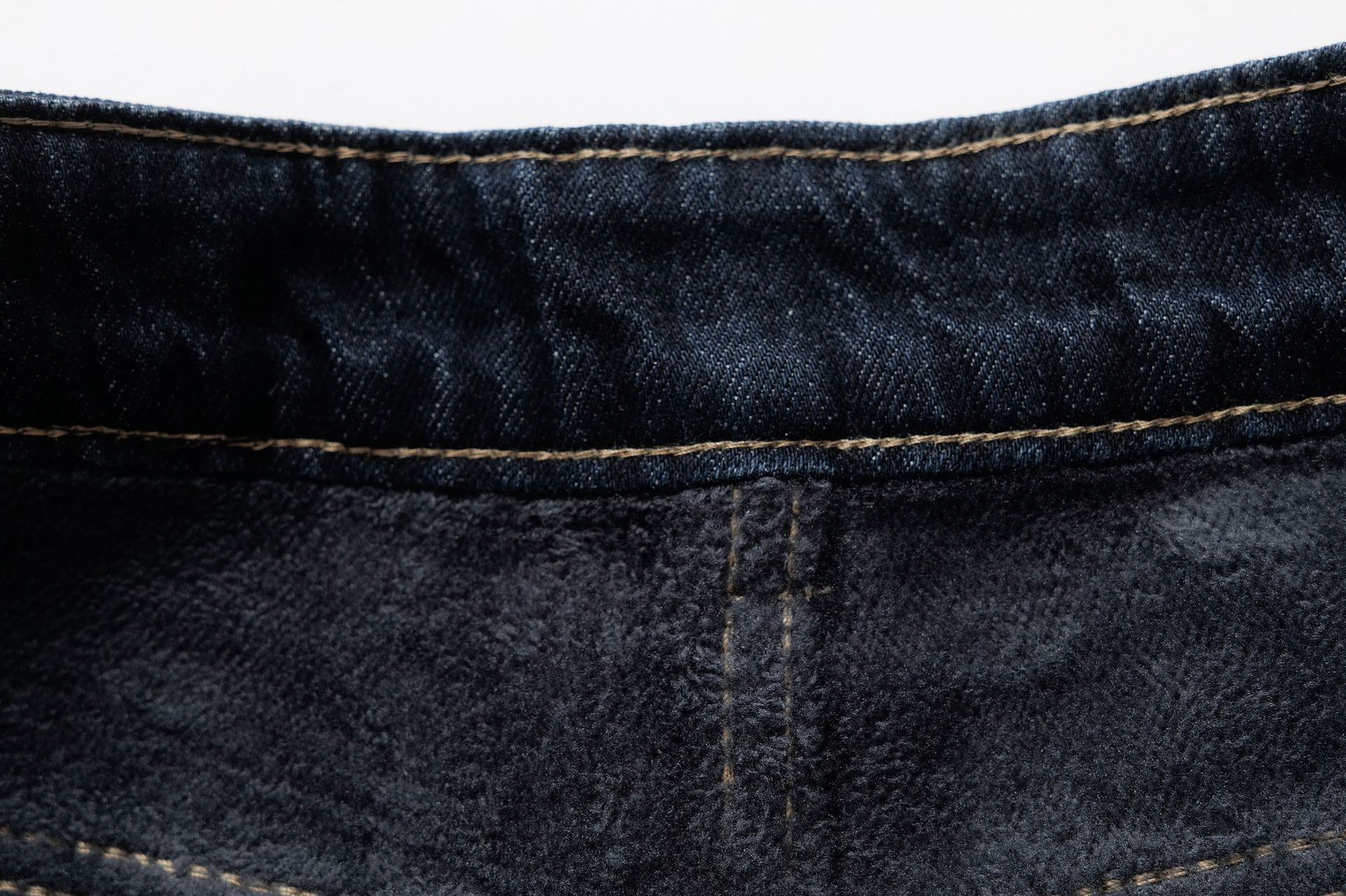 Retro autumn and winter warm and plush slim straight pants jeans