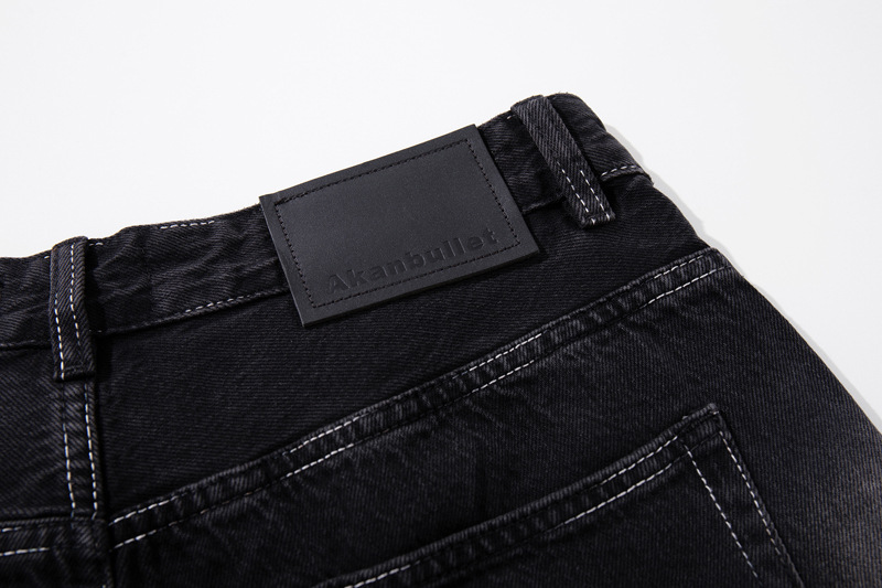 Vintage Washed Lightning Pattern Straight Leg Jeans Men High Quality Gradient Trendy Brand Wide Leg Pants