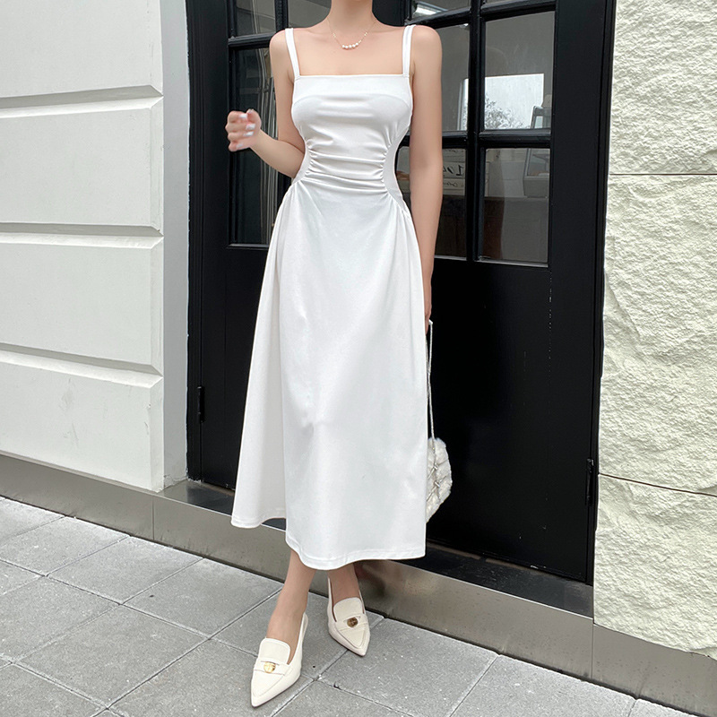 One-Shoulder Sleeveless Polyester Midi Dress