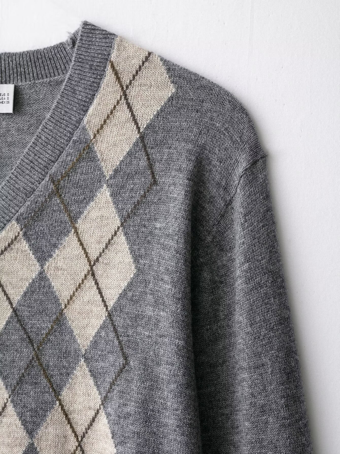 Regular Fit Geometric Knit Long Sleeve Cardigan