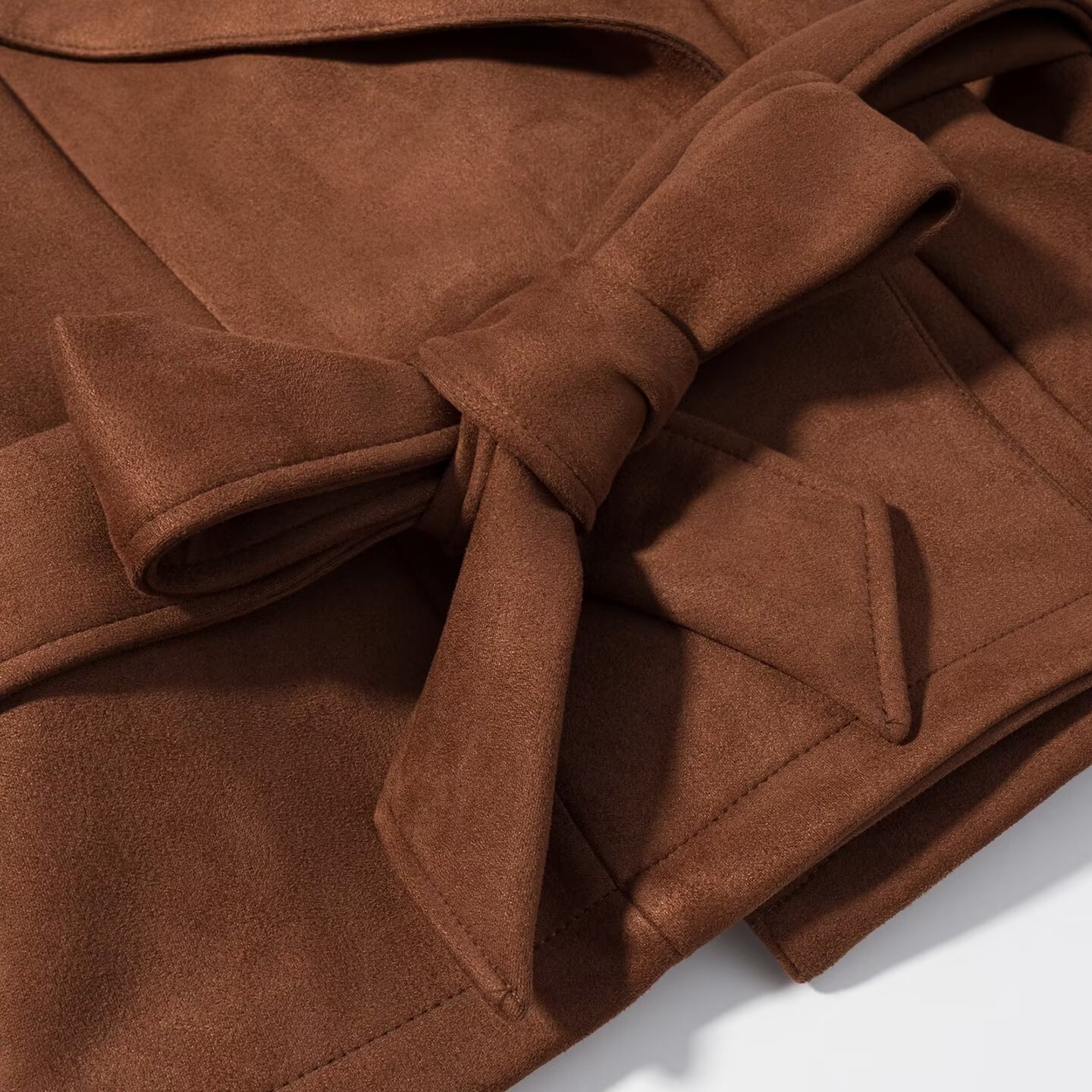 Collar suede texture double breasted jacket