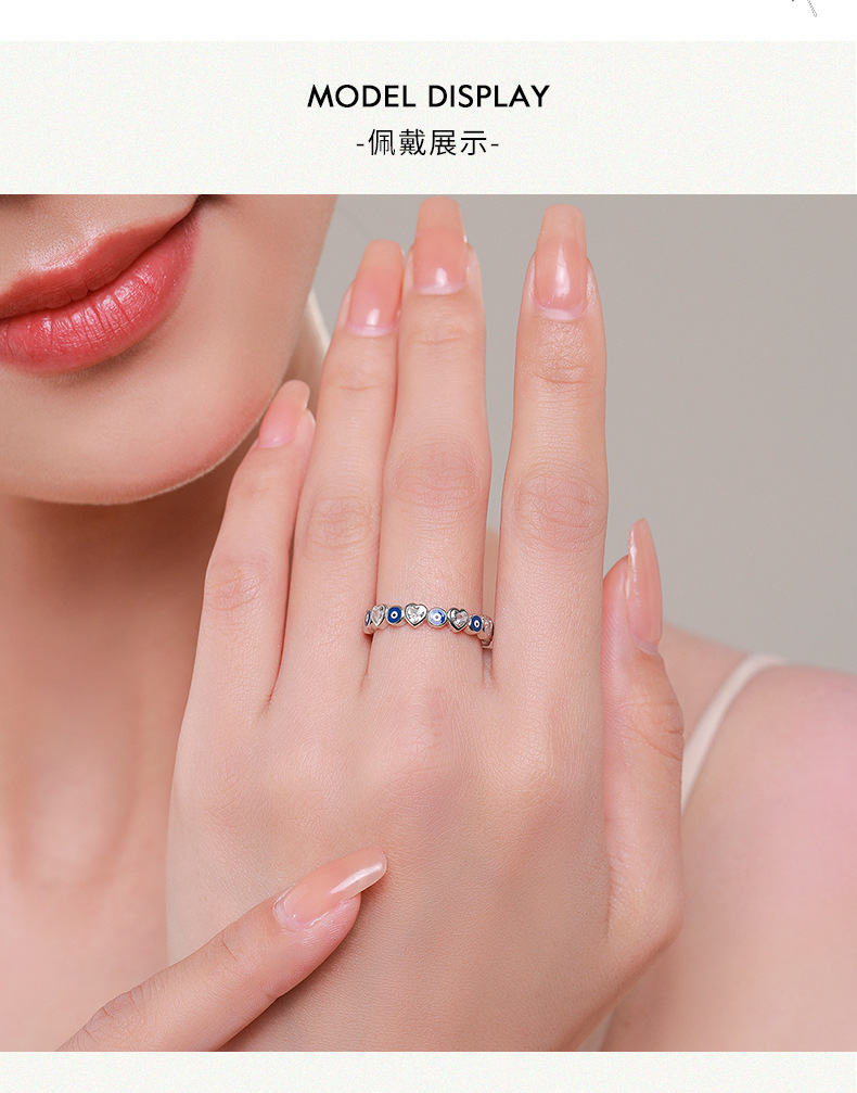 S925 Sterling Silver Heart-Shaped Zirconia Ring Female Original Design Fashion Versatile Commuter Style Finger Ring