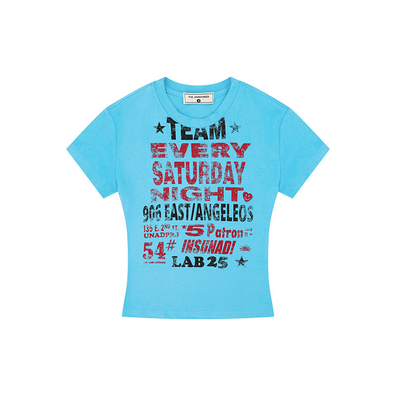Vintage Women's Short Sleeve T-Shirt with Letter Print, Slim Fit Tee