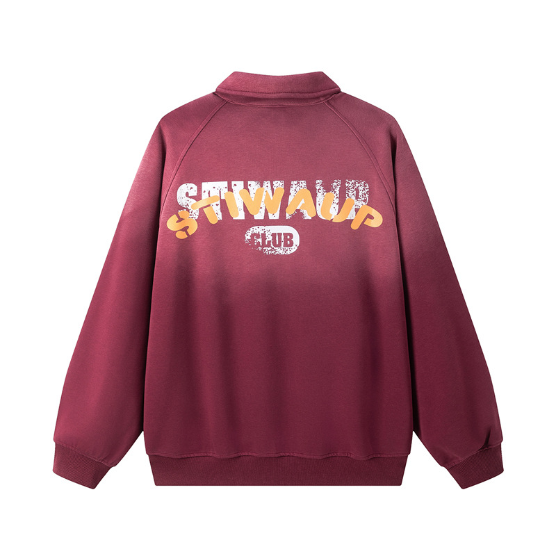 Cotton Ombre Graphic Relaxed Long Sleeve Streetwear Sweatshirt