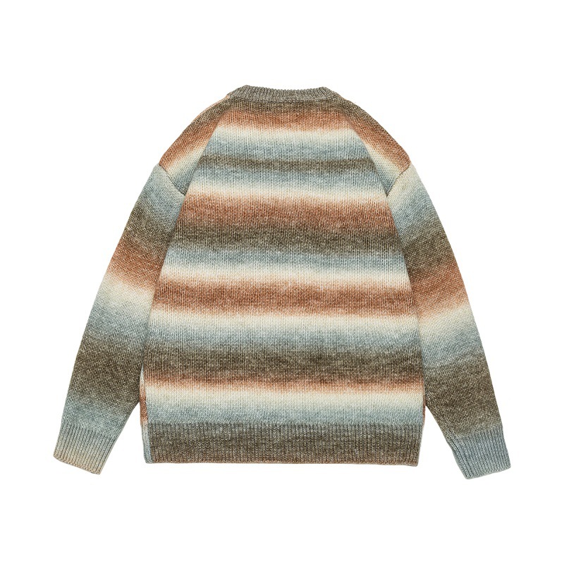 Oversized Color Block Workwear Crew Sweater