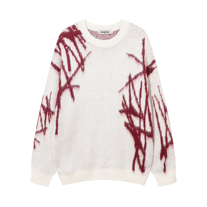 Slouchy Long Sleeve Cotton Polyester Crew Collar Sweater